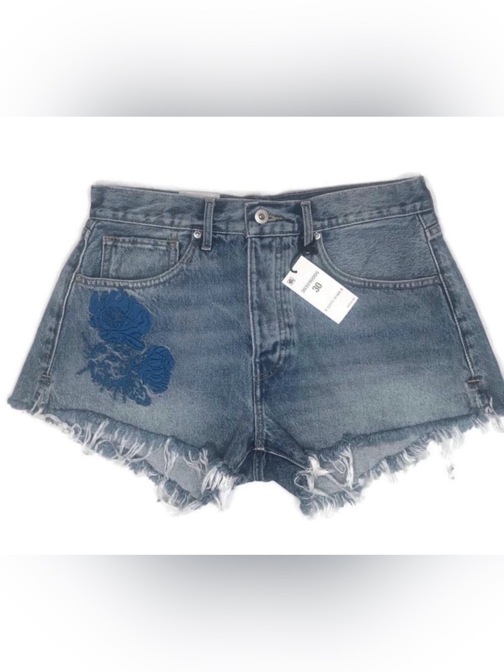 Levi’s Made & Crafted High Rise Floral Embroidered Denim Shorts Size 30 NEW